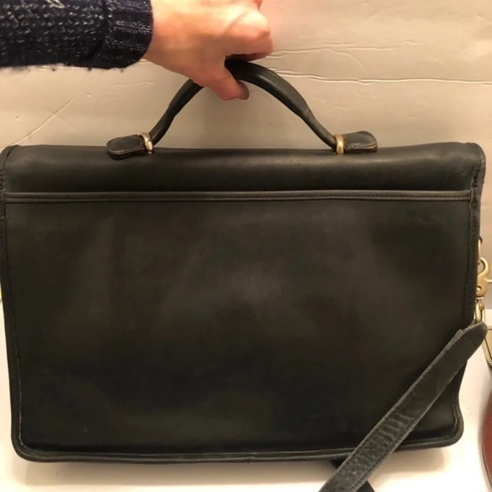 Coach vintage black leather briefcase laptop bag